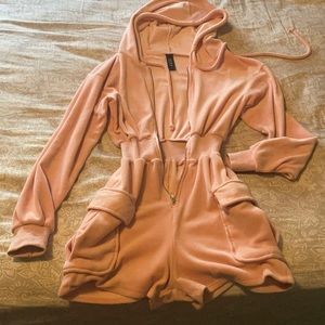 Light pink suede jumpsuit